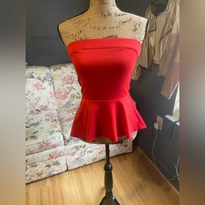 Marilyn Monroe red strapless peplum top